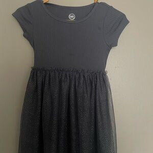 Wonder Nation Gray Fit and Flare Dress with Flutter Cap Sleeves